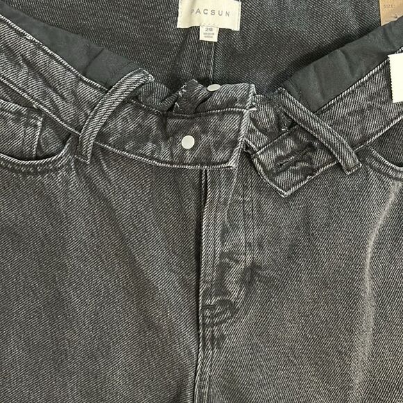 Pacsun Black Fold over Waist Baggy Wide Leg Jeans(Size 29) - Picture 6 of 12